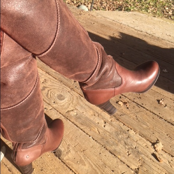 UGG “Dreaux” Knee High Shearling High Heel Boots - Picture 4 of 8